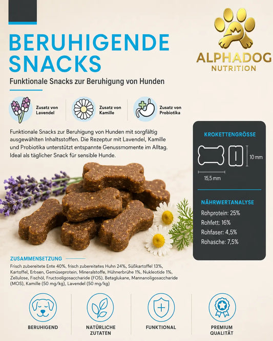 Supplements, Beruhigende Snacks, Entspannung bei Stress & Angst 64% Fleischanteil Alphadog Nutrition
