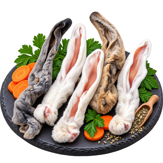 Premium 100% Kaninchenohren mit Fell - Der ideale Einstiegs Fellkauartikel für Hunde Alphadog Nutrition