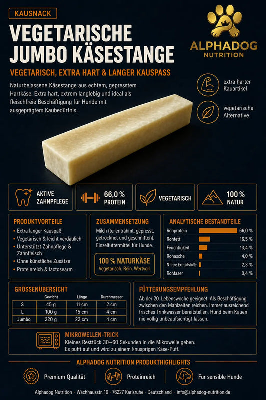 Premium Naturreiner Jumbo Käsestange - Alphadog Nutrition