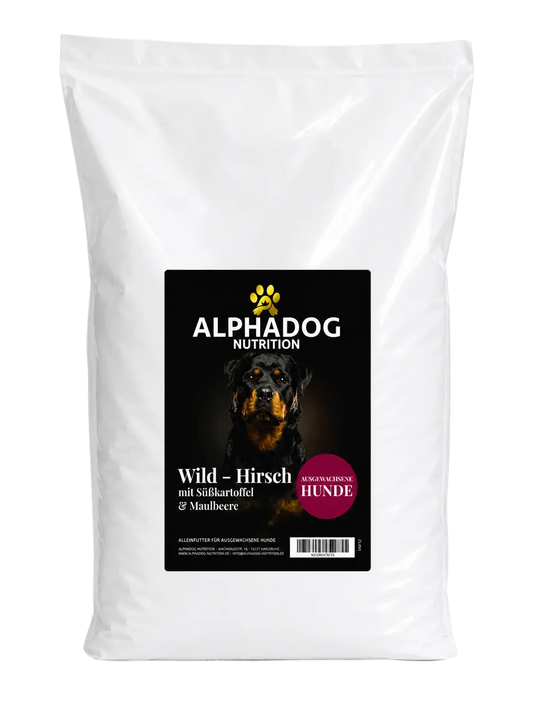 Getreidefreies Premium 50% frischem Wild & Lachs, Süßkartoffel, Fischöl & Maulbeere - Immunsystem, Haut & Fell