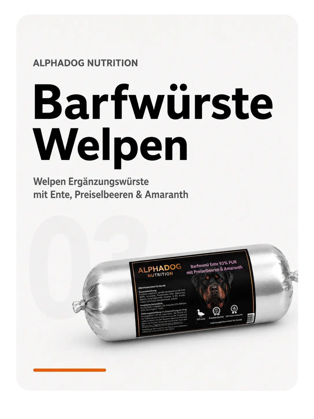 Schnittfeste-Welpen-Wurst-100-Natur-Getreidefrei Alphadog Nutrition