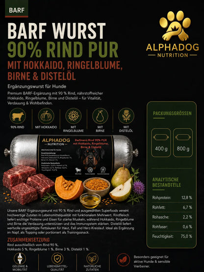 BARF Ergänzungswürste  Probierpaket - 5 Sorten Alphadog Nutrition