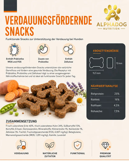 Supplements, Verdauungsfördernde Snacks 64% Fleischanteil Alphadog Nutrition