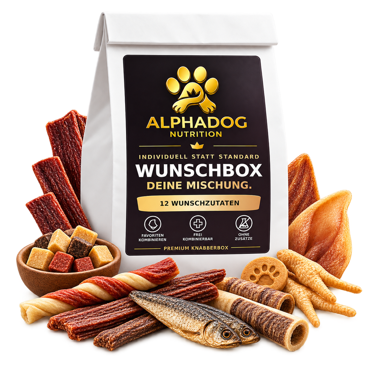 Individuelle XXL Kausnack Knabberbox Bundle - Versandkostenfrei Alphadog Nutrition