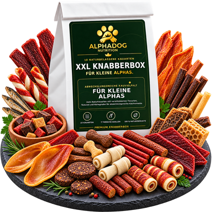 Kleine Alphas XXL Kausnack Bundle – 10 teilige Knabberbox - Versandkostenfrei Alphadog Nutrition