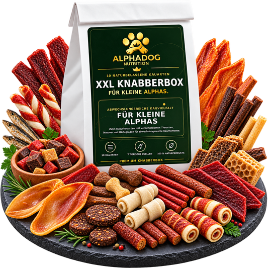 Kleine Alphas XXL Kausnack Bundle – 10 teilige Knabberbox - Versandkostenfrei Alphadog Nutrition