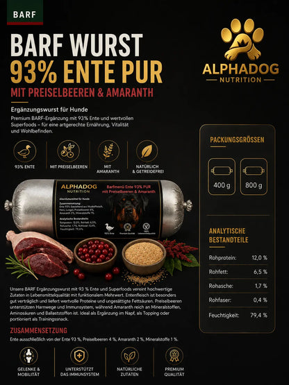 BARF Ergänzungswürste  Probierpaket - 5 Sorten Alphadog Nutrition