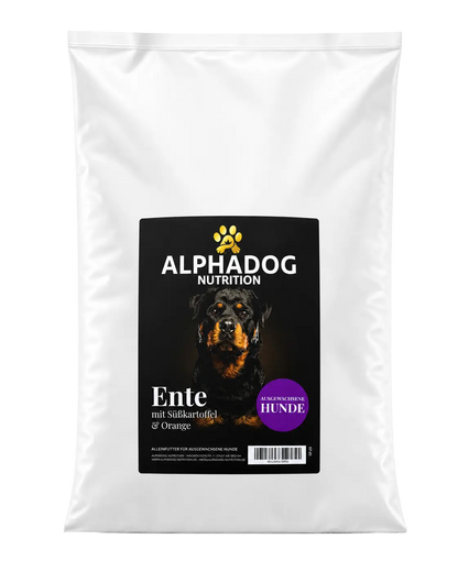 Premium Adult mit 50% frischer Ente, Orange & Süßkartoffel Alphadog Nutrition