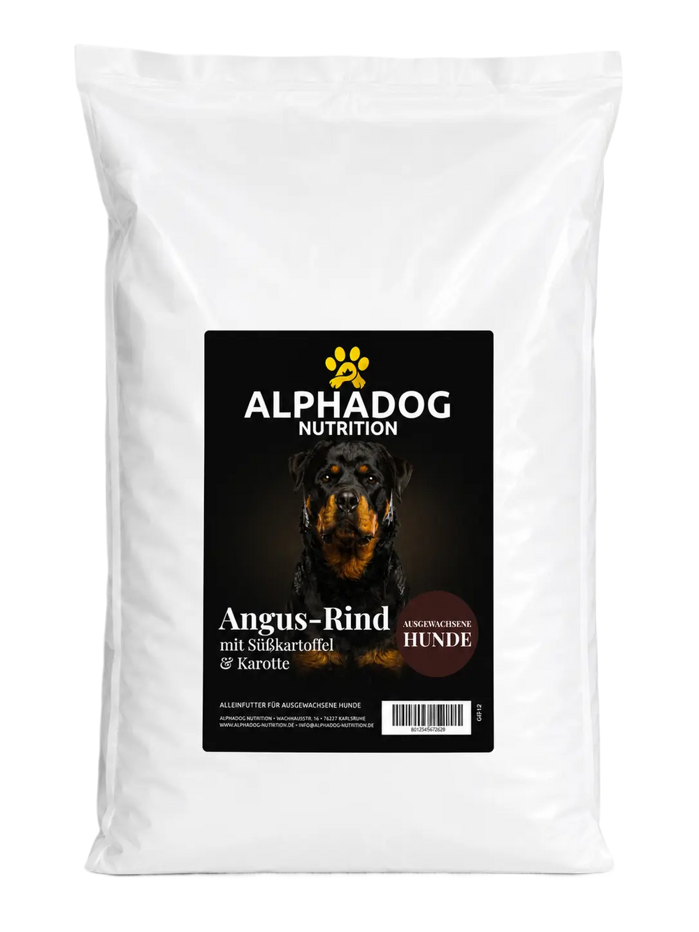 Premium 50% Angus Rind frisch zubereitet, mit Süßkartoffel, Erbsen & Karotte - Aktive Darmpflege, Kraftquelle
