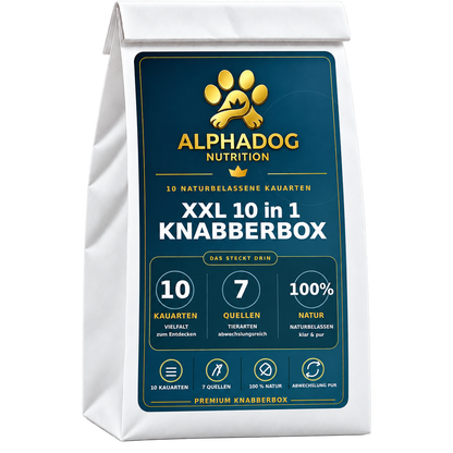XXL Kausnack Bundle – 10 teilige Knabberbox für Feinschmecker - Versandkostenfrei – bluefish – von Alphadog Nutrition