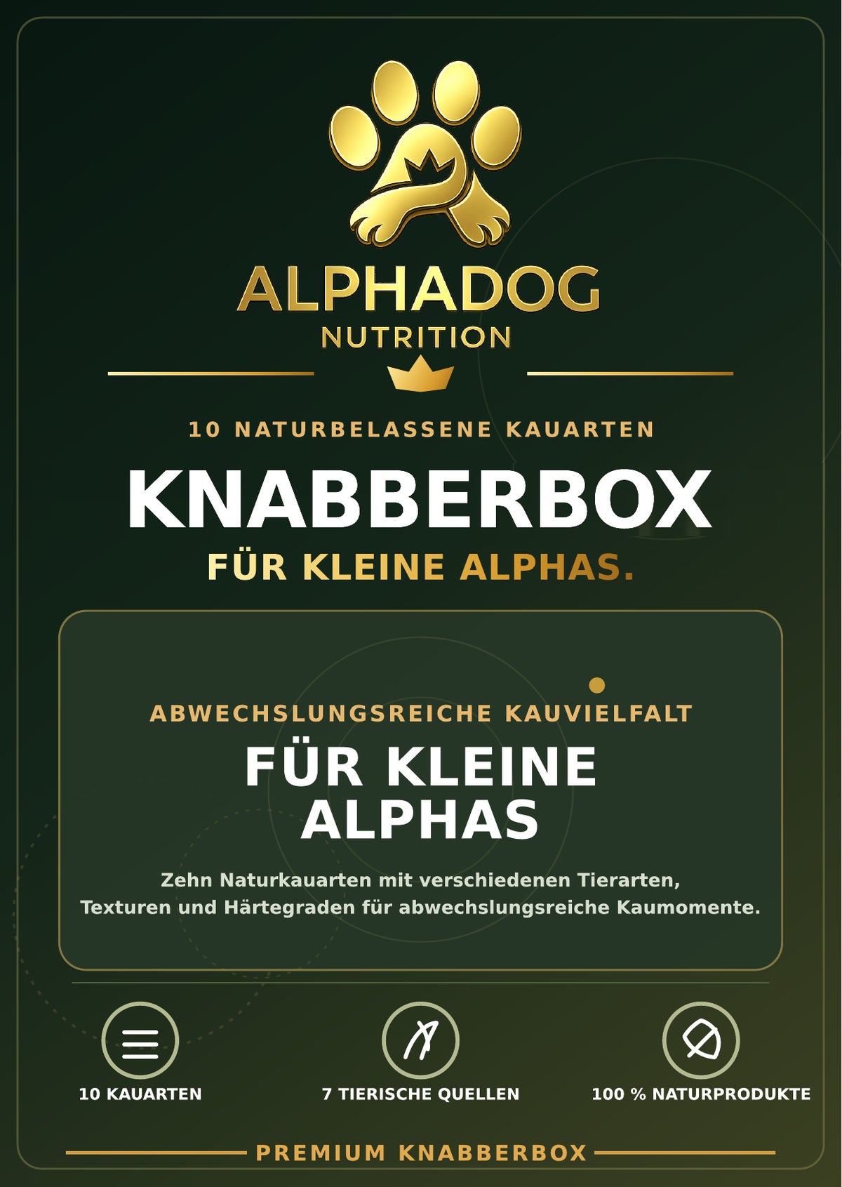 Kleine Alphas XXL Kausnack Bundle – 10 teilige Knabberbox - Versandkostenfrei – bluefish – von Alphadog Nutrition