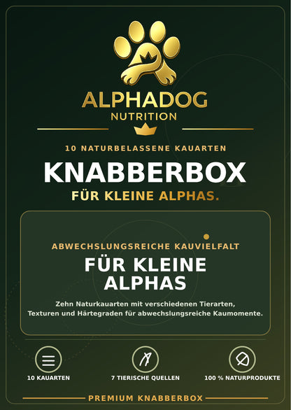 Kleine Alphas XXL Kausnack Bundle – 10 teilige Knabberbox - Versandkostenfrei – bluefish – von Alphadog Nutrition