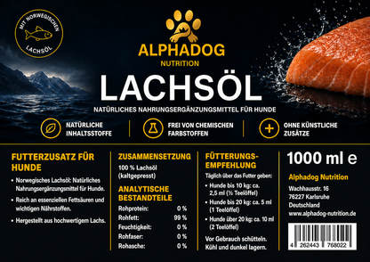 100% Naturreines Lachsöl Ergänzungsmittel - Norwegischen Lachsöl, Omega-3 & 6 Alphadog Nutrition