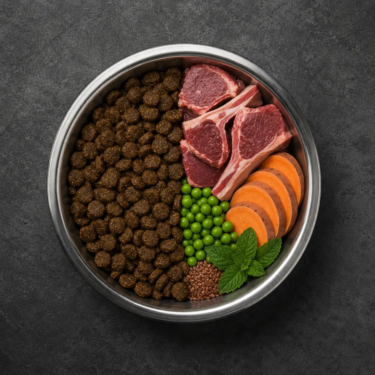 Premium 50% Lamm frisch zubereitet, Süßkartoffel, Minze & Erbsen - Allergie, Immunsystem Alphadog Nutrition