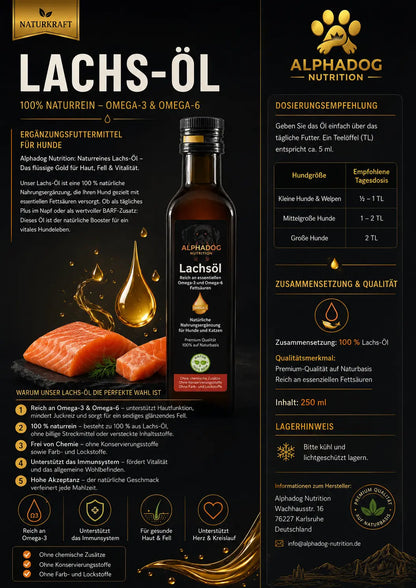 Naturreines Lachs-Öl mit Omega-3 & 6 Alphadog Nutrition