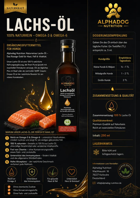 Naturreines Lachs-Öl mit Omega-3 & 6 Alphadog Nutrition