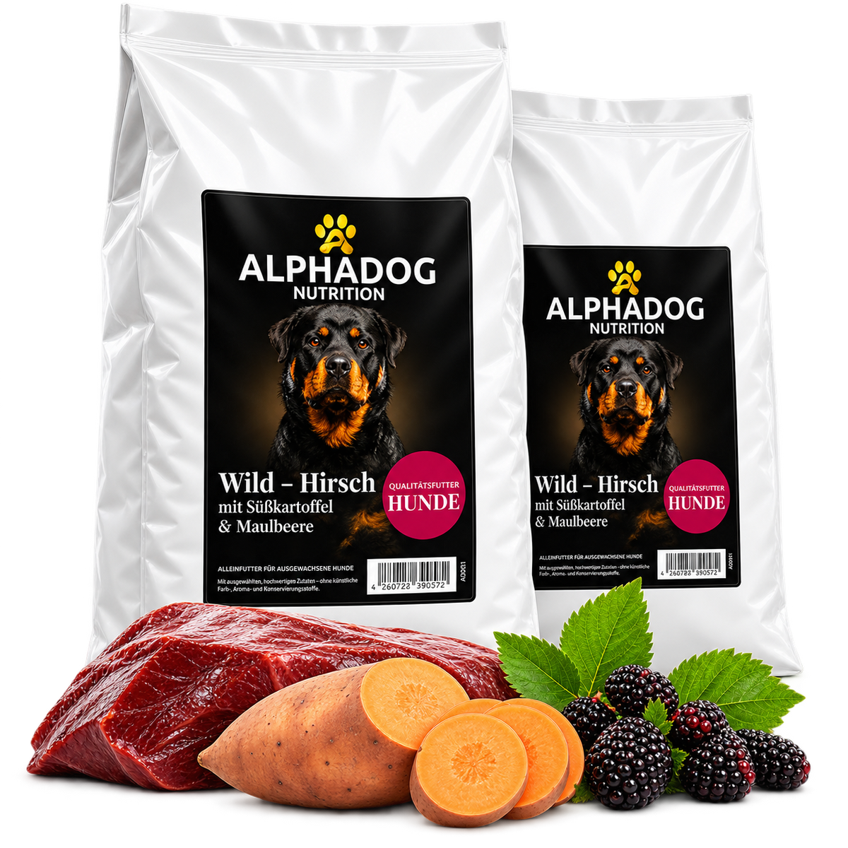 Probierpaket für Feinschmecker 8x 100g - Mit Lamm, Rind, Ente, Wild & Lachs, Versandkostenfrei – von Alphadog Nutrition
