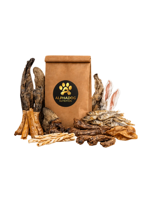 Premium XXL Kausnack Bundle – 10 teilige Knabberbox für Feinschmecker - Versandkostenfrei Alphadog Nutrition