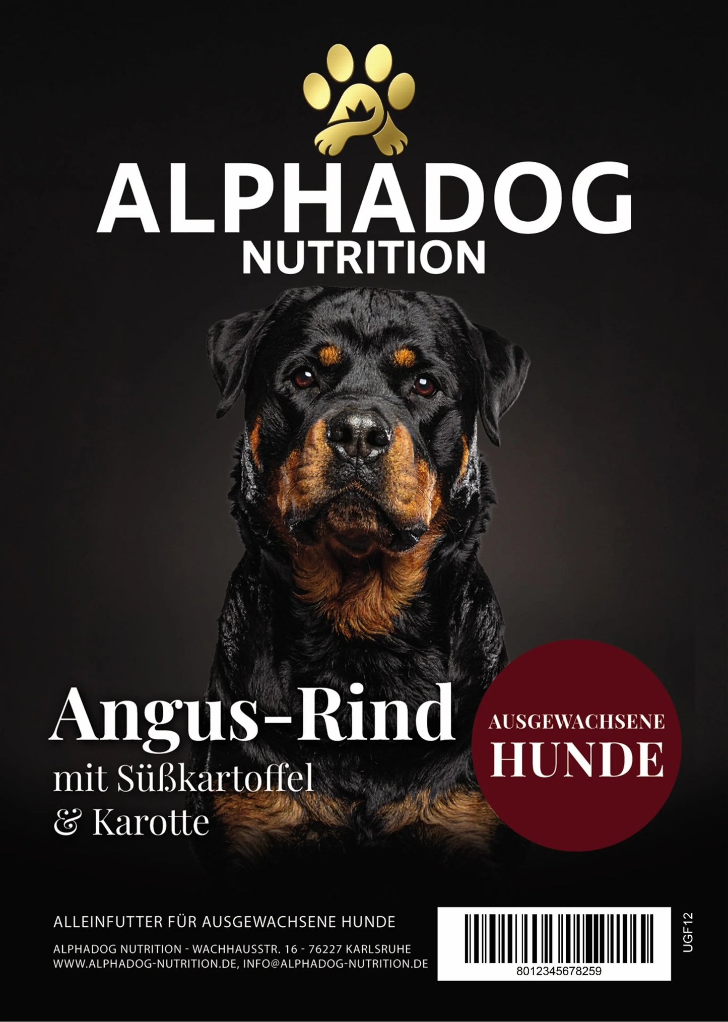 Premium Adult 50% frisches Angus-Rind mit Süßkartoffel, Erbsen & Karotte Alphadog Nutrition