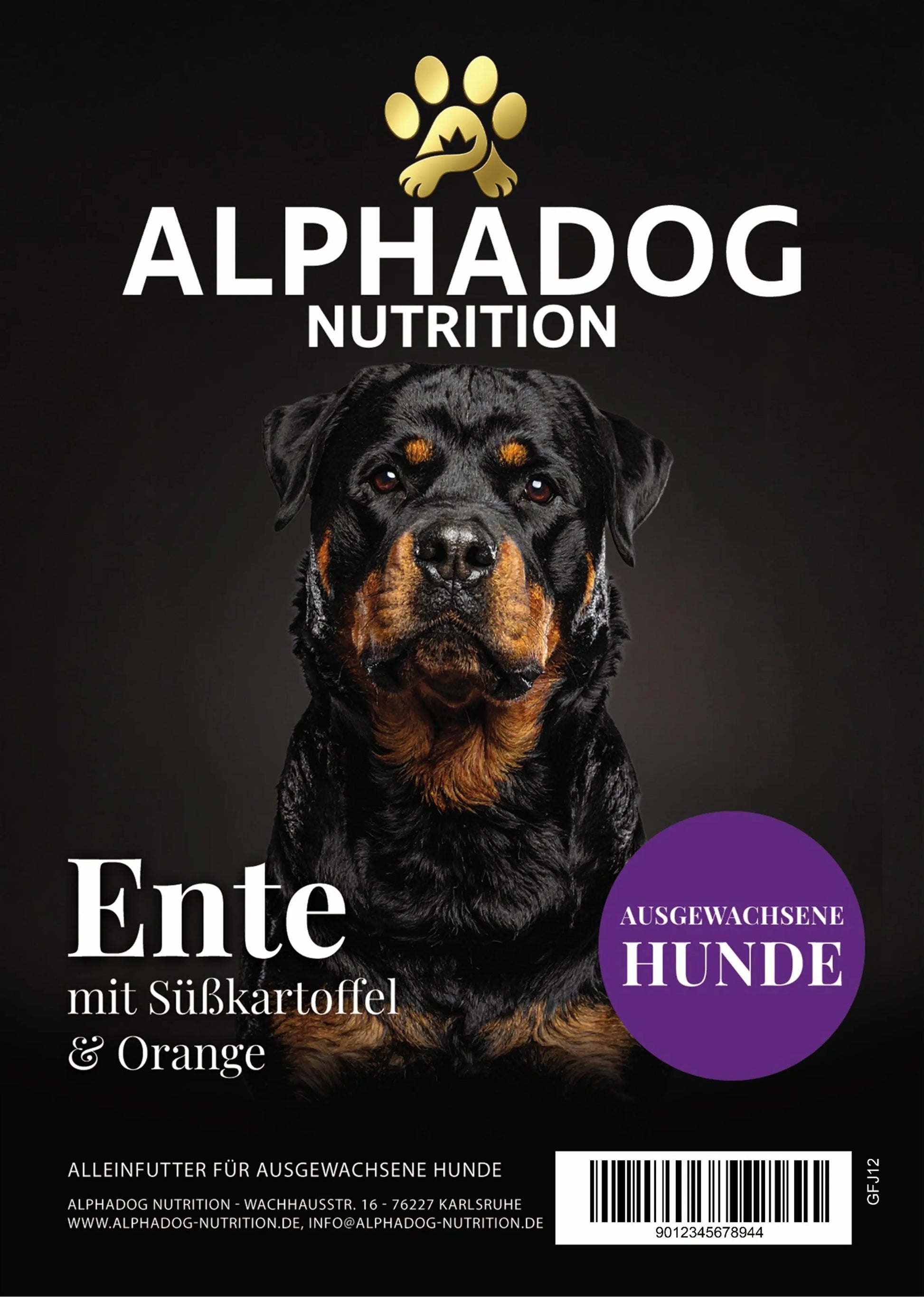 Premium Adult mit 50% frischer Ente, Orange & Süßkartoffel Alphadog Nutrition