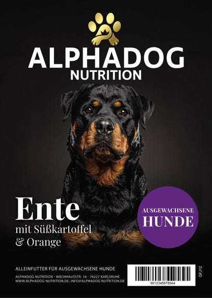Premium Adult mit 50% frischer Ente, Orange & Süßkartoffel Alphadog Nutrition