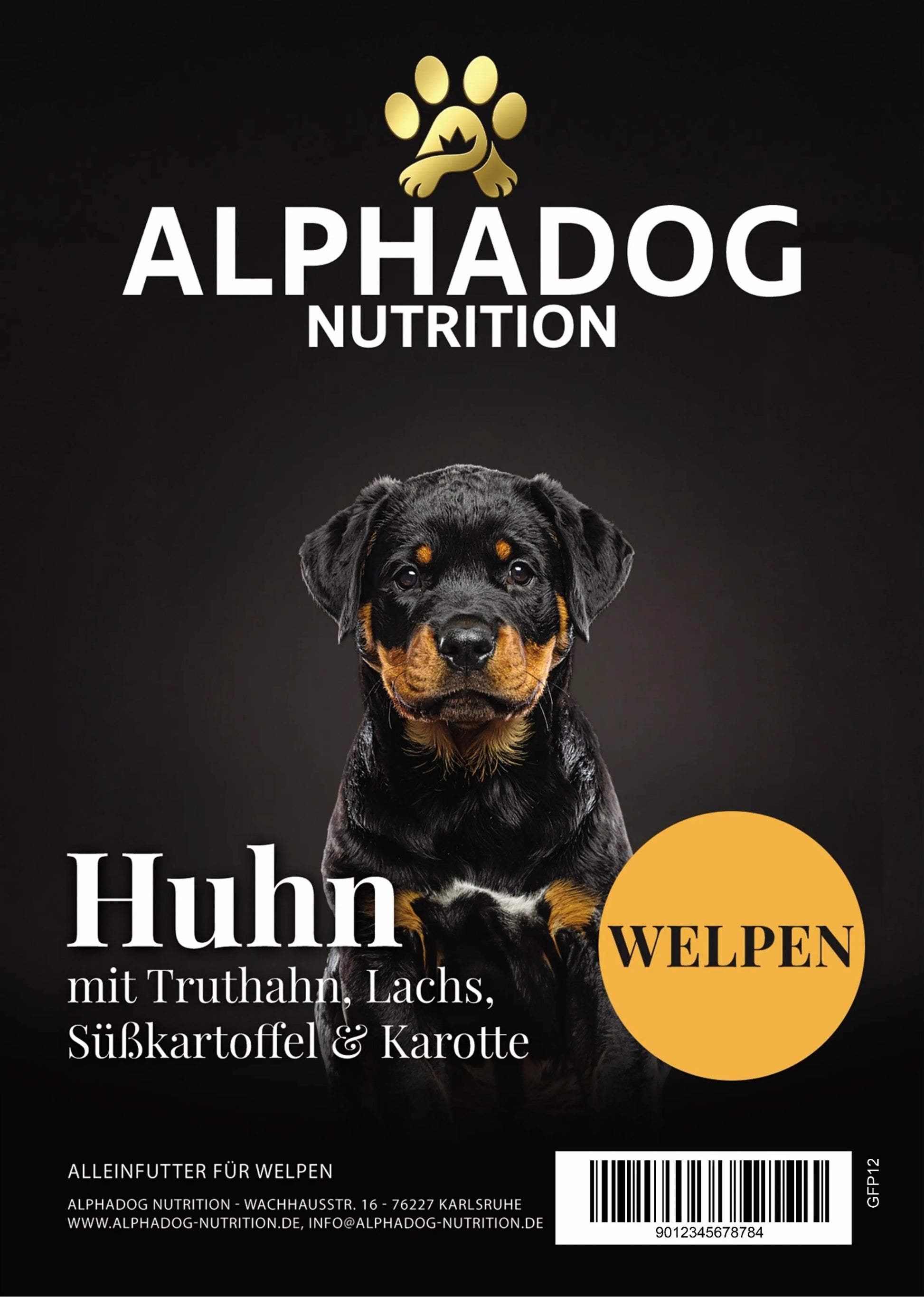 Premium Welpenfutter mit 60% frischem Huhn, Truthahn & Lachs & Süßkartoffel Alphadog Nutrition
