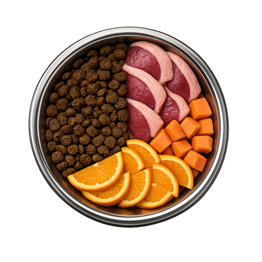 Getreidefreies Premium 50% Ente frisch zubereitet, Fischöl, Süßkartoffel & Orange - Immunsystem, Allergie Alphadog Nutrition