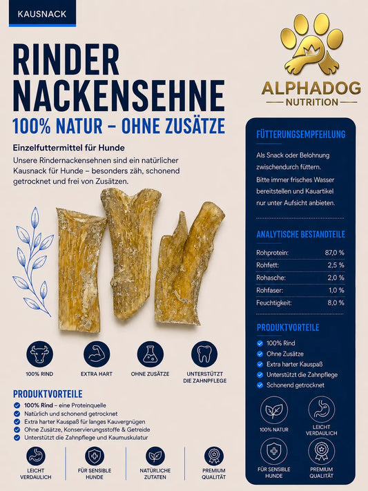Premium 100% Rindernackensehne - Zahnstein, + Plaque Alphadog Nutrition